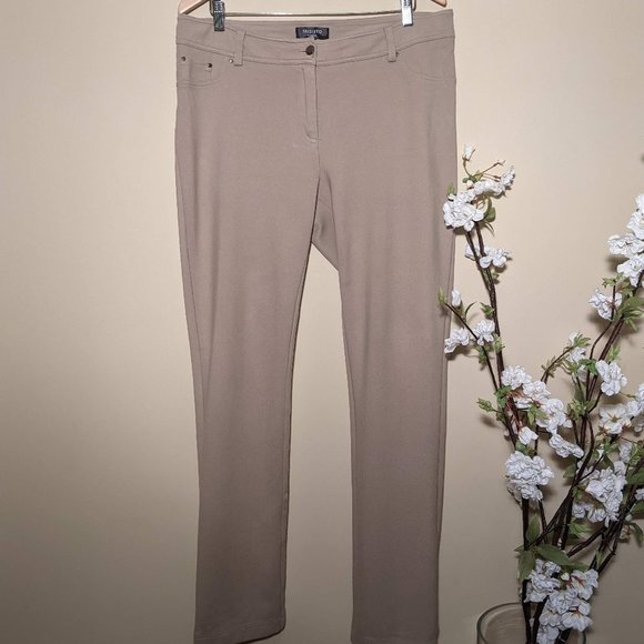 Trisisto Melanie Lyne Cream/Beige Stretch Straight Leg Full Length Pants Size 14 - Picture 1 of 13